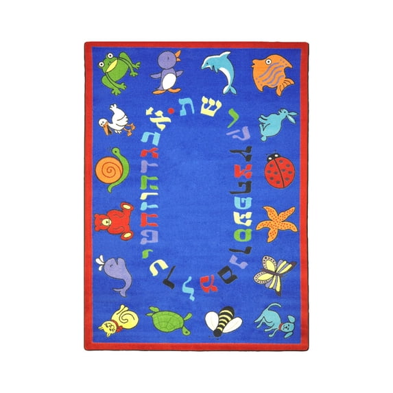 ABC Animals (Hebrew Alphabet) Area Rug-Color:Blue,Size:7'8" x 10'9"