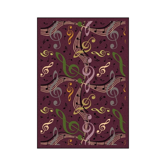 Joy Carpets Kid Essentials Music & Special Needs Virtuoso Rectangle Rug 3'10" x 5'4" Plum