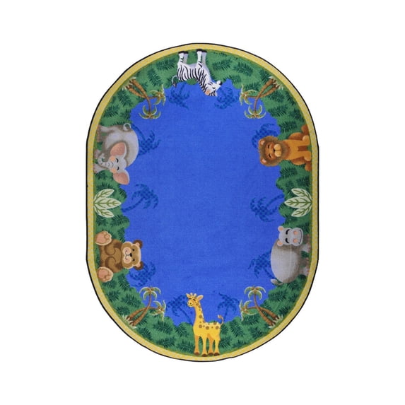 Jungle Friends 5'4" x 7'8" Oval Area Rug In Color Multi