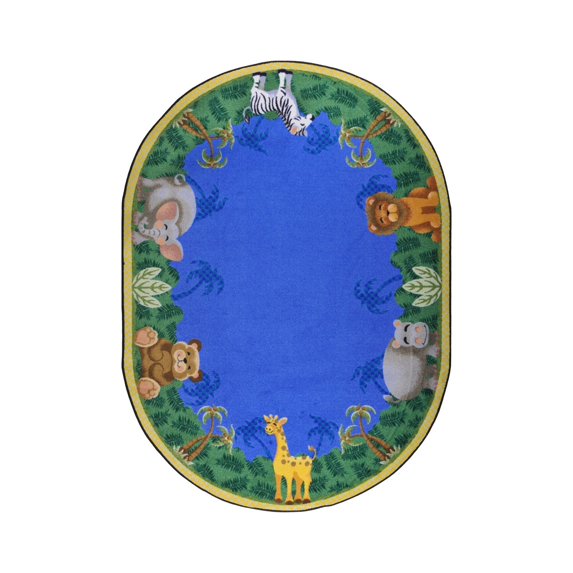 Jungle Friends 7'8" x 10'9" Oval Area Rug In Color Multi