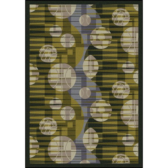 Joy Carpets Games People Play Keeping Score 5'4" x 7'8" Area Rug in Color Green
