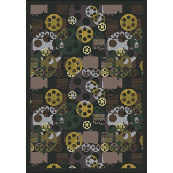 Joy Carpets Any Day Matinee Blockbuster 3'10" x 5'4" Area Rug in Color Charcoal