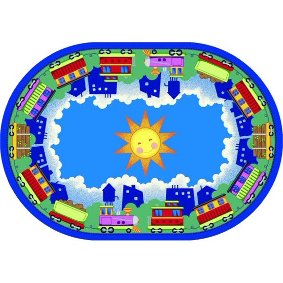 Joy Carpets Kid Essentials In Training 310" x 54" Oval Indoor Area Rug in Color Multi