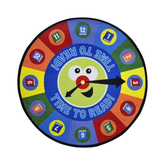 Kid Essentials - Language & Literacy Time to Read, 7'7" Round, Multicolored