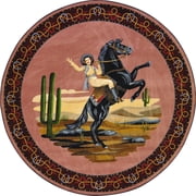 Joy Carpets Cowboy Carpets Happy Trails 54" Round Area Rug in Color Multi