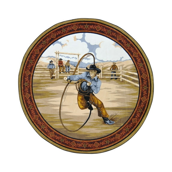 La Riata 7'7" Round Area Rug In Color Multi