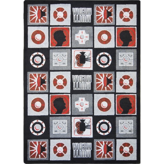 Joy Carpets Kid Essentials Wired 7'8" x 10'9" Area Rug in Color Red
