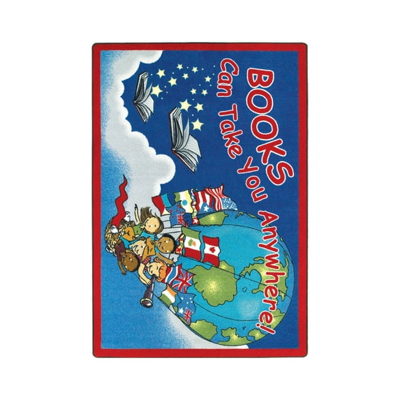 Kid Essentials - Language & Literacy Books Can Take You Anywhere, 5'4" x 7'8", Sky Blue