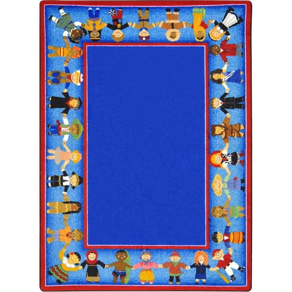 Joy Carpets Kid Essentials Children of Many Cultures 5'4" x 7'8" Area Rug in Color Multi