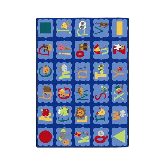 Joy Carpets Kid Essentials Infants & Toddlers Alphabet Blues Rug 3'10" x 5'4" Rectangle Multi