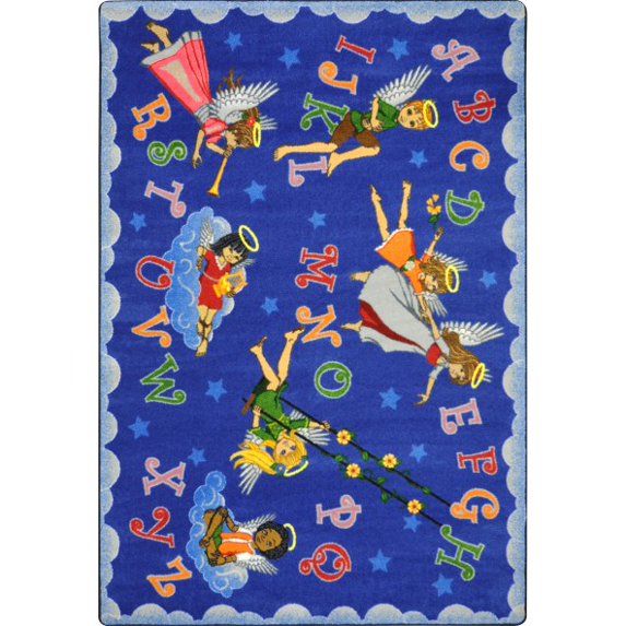 Joy Carpets 1650DD Kid Essentials Angel Alphabet Oval Inspirational Area Rugs Multi Color - 7 ft. 8 in. x 10 ft. 9 in.