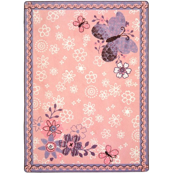 Joy Carpets Kid Essentials Flower Fields 5'4" x 7'8" Area Rug in Color Multi