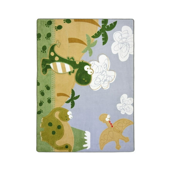 Joy Carpet Kid Essentials Infants and Toddlers Dino Fun Rug Rectangle Multicolor 5'4" x 7'8"