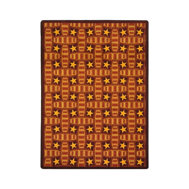 Joy Carpets 1663C-03 Any Day Matinee Marquee Star Rectangle Theater Area Rugs  03 Red - 5 ft. 4 in. x 7 ft. 8 in.