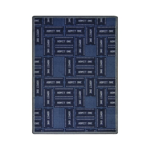 Any Day Matinee - Theater Area Rugs Admit One, 5'4" x 7'8", Blue