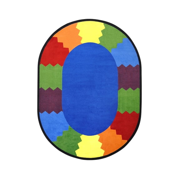 Joy Carpet Kid Essentials Early Childhood Block Party Rug Oval Multicolor 7'8" x 10'9"
