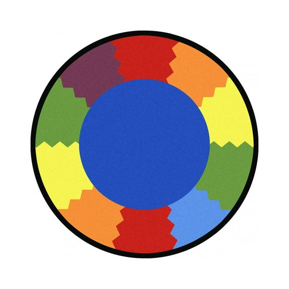 Block Party 5'4" Round Area Rug In Color Multi
