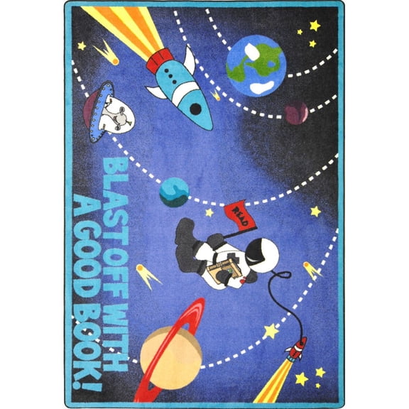 Kid Essentials - Language & Literacy Blast Off With a Good Book, 5'4" x 7'8", Multicolored