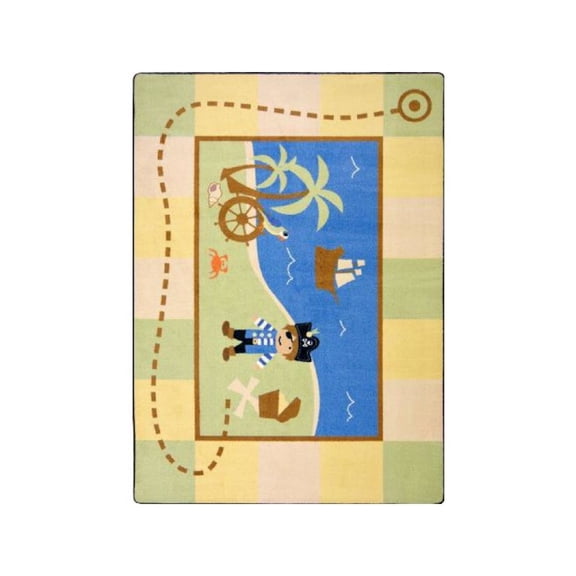 Joy Carpets Kid Essentials Lil Pirate 54" Round Indoor Area Rug in Color Multi
