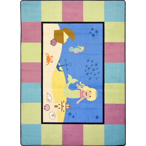 Joy Carpets Kid Essentials Lil' Mermaid 7'8" x 10'9" Area Rug in Color Multi