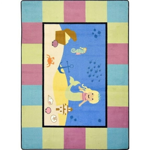 Joy Carpets 1704E Kid Essentials Lil Mermaid Active Play & Juvenile Round Rugs Multi Color - 7 ft. 7 in.