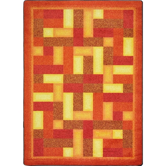 Joy Carpets Kid Essentials Off Beat 3'10" x 5'4" Area Rug in Color Orange