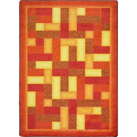 Joy Carpets 1712B-01 Kid Essentials Off Beat Rectangle Teen Area Rugs 01 Orange - 3 ft. 10 in. x 5 ft. 4 in.