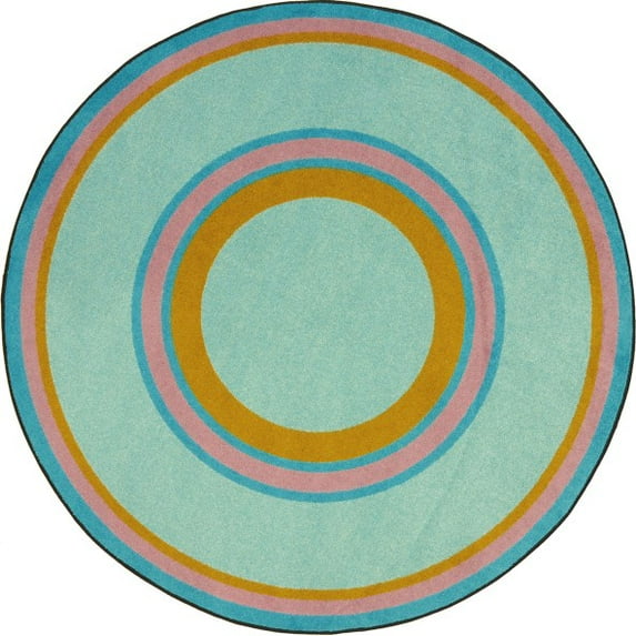 Joy Carpets 1726DD-07 Kid Essentials Ripples Oval Misc Sold Color Area Rugs 07 Teal - 7 ft. 8 in. x 10 ft. 9 in.