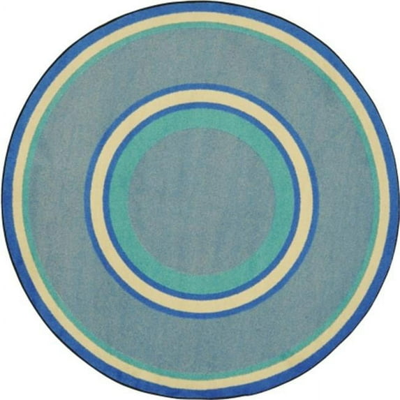 Kid Essentials - Misc Sold Color Area Rugs Ripples, 5'4" Round, Boy Blue