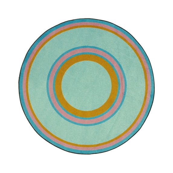 Ripples 5'4" Round Area Rug In Color Teal