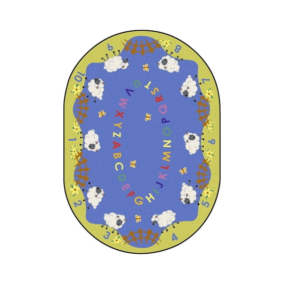 Kid Essentials - Infants & Toddlers Lamby Pie, 7'8" x 10'9" Oval, Multicolored