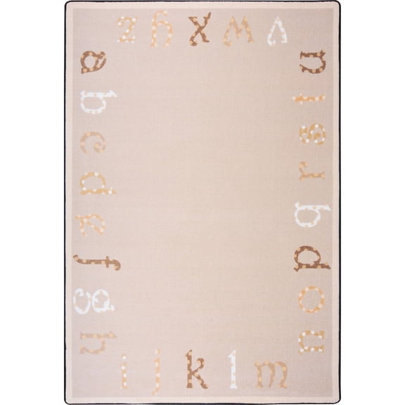 Joy Carpets Kid Essentials Polka Dot ABC's 3'10" x 5'4" Area Rug in Color Beige