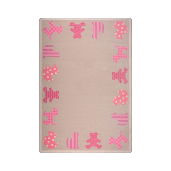Frisky Friends 5'4" x 7'8" Area Rug In Color Pink