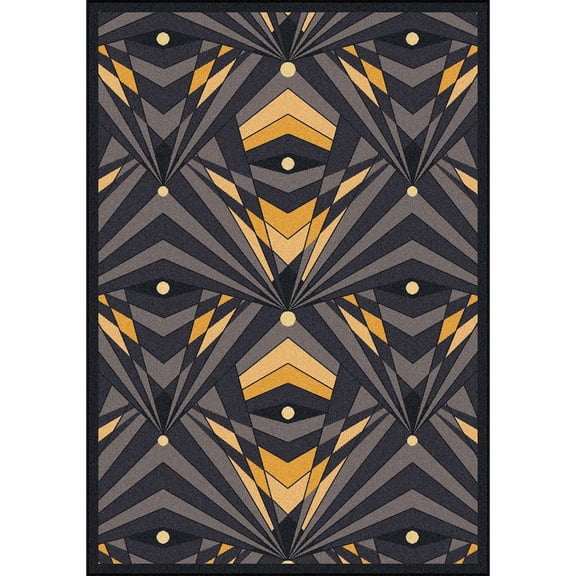 Joy Carpets Any Day Matinee Deco Strobe 3'10" x 5'4" Area Rug in Color Charcoal