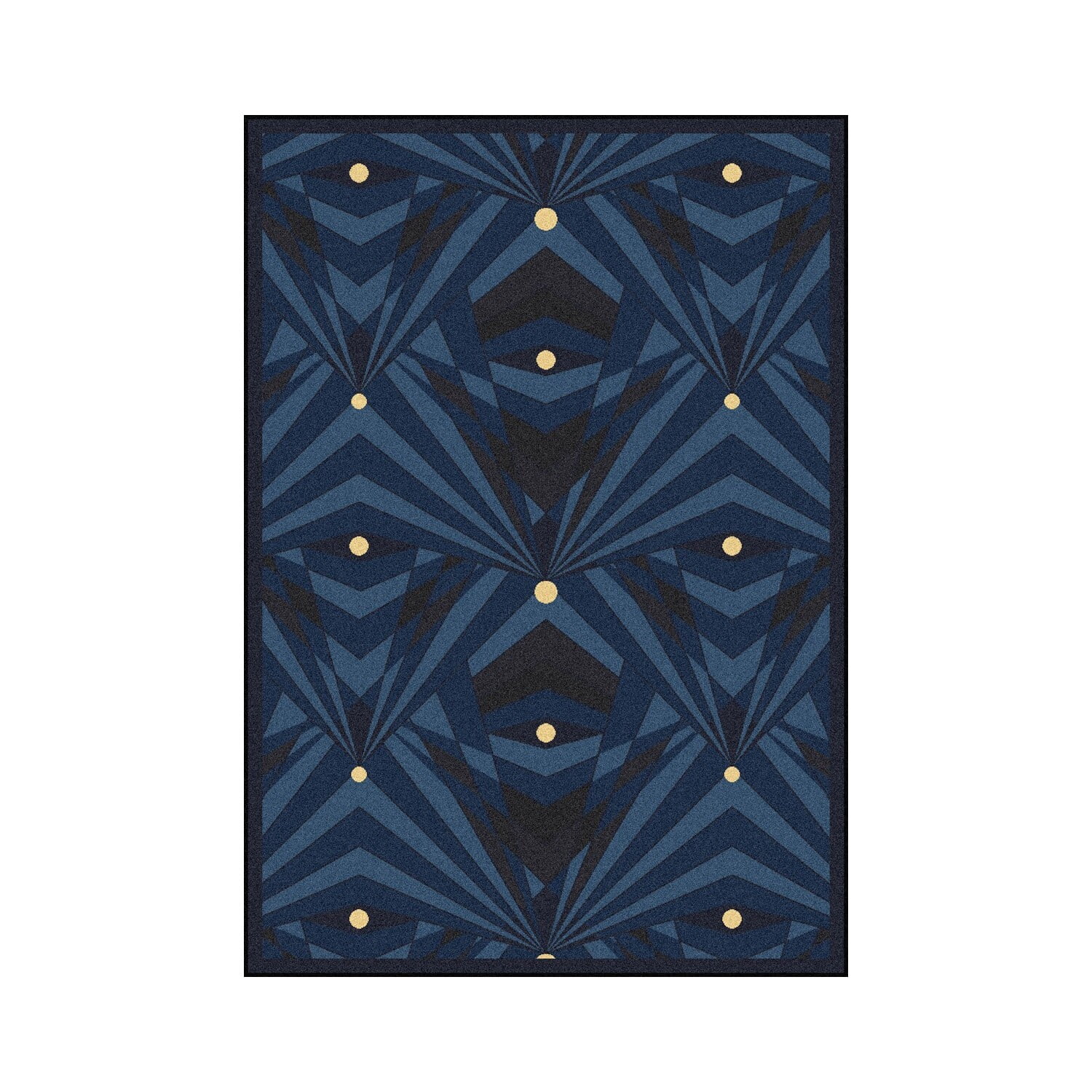 Navy Tufted Rectangular Stain-Resistant Synthetic Rug