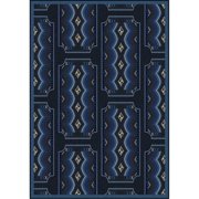 Joy Carpets 1757B-01 Any Day Matinee Deco Ticket Rectangle Theater Area Rugs 01 Blue - 3 ft. 10 in. x 5 ft. 4 in.