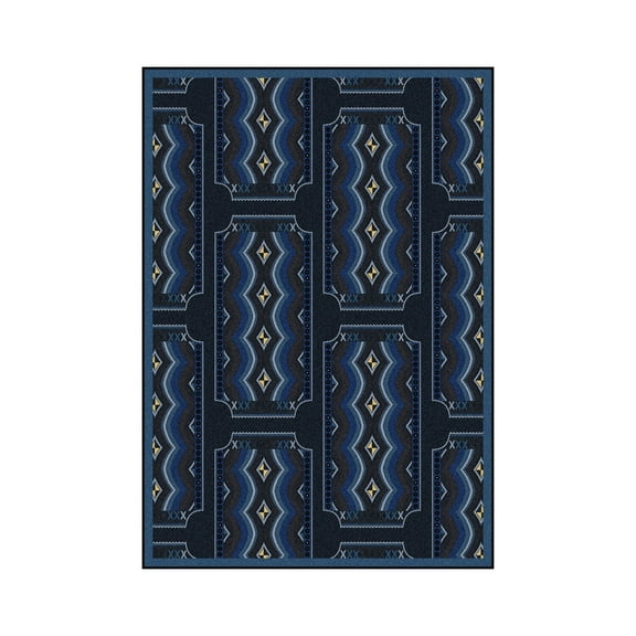Any Day Matinee - Theater Area Rugs Deco Ticket, 5'4" x 7'8", Blue