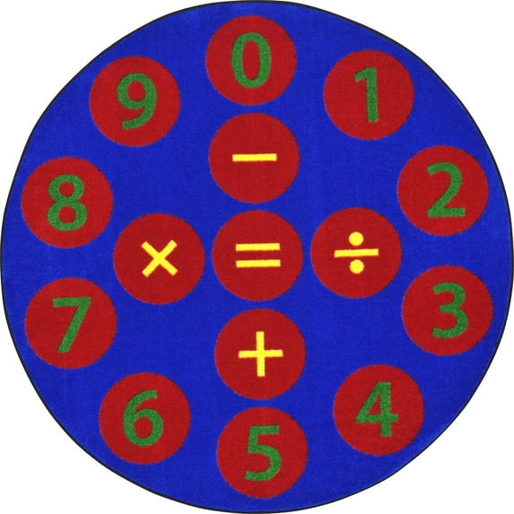 Joy Carpets Kid Essentials Number Jumpers 5'4" Round Area Rug in Color Multi