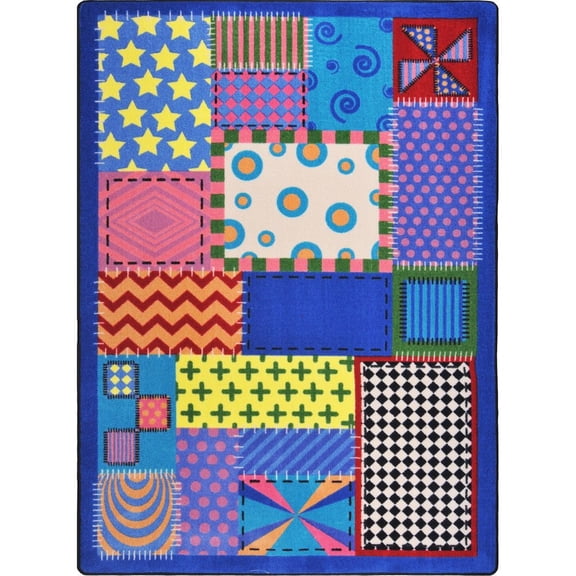 Joy Carpets Kid Essentials Crazy Quilt 7'8" x 10'9" Area Rug in Color Multi
