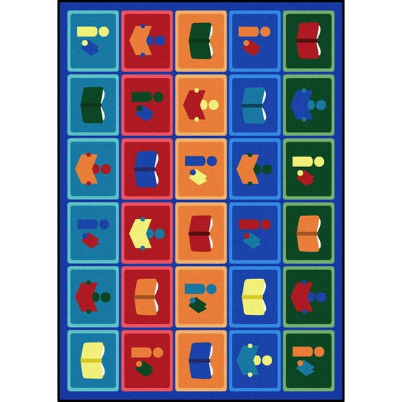 Joy Carpets Kid Essentials Library Blocks 54" x 78" Indoor Area Rug in Color Multi