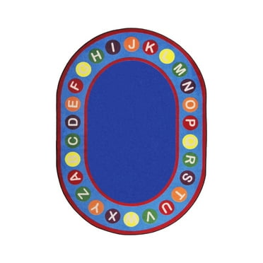 Joy Carpets 1786CC-01 5 ft. 4 in. x 7 ft. 8 in. Alphabet Spots Kid Essentials Oval Rug  Multicolor