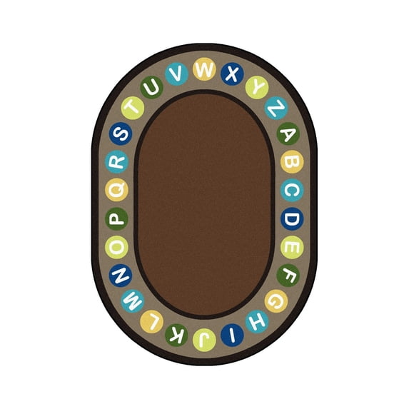 Joy Carpets 1786CC-02 Alphabet Spots Rug 5 ft. 4 in. x 7 ft. 8 in. Oval - Earthtone