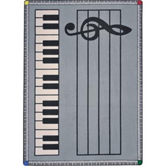 Joy Carpets 1806E-04 Play Along Rug 7 ft. 7 in. Round - Gray with keys