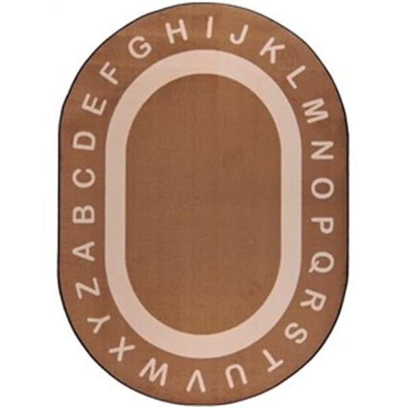 Joy Carpets 1811DD-02 Endless Alphabet Rug 7 ft. 8 in. x 10 ft. 9 in. Oval - Mocha