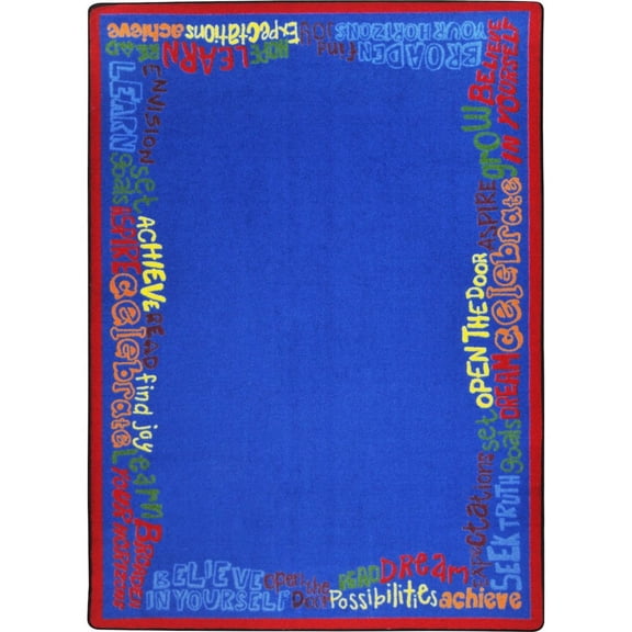Joy Carpets Kid Essentials Read Believe & Achieve 5'4" x 7'8" Area Rug in Color Multi