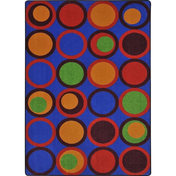Joy Carpets Kid Essentials Circle Back 5'4" x 7'8" Area Rug in Color Primary