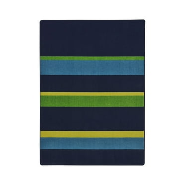 Joy Carpets 1860C-02 Straight and Narrow Teen Area Rugs - 5 ft. 4 in. x 7 ft. 8 in. - Navy