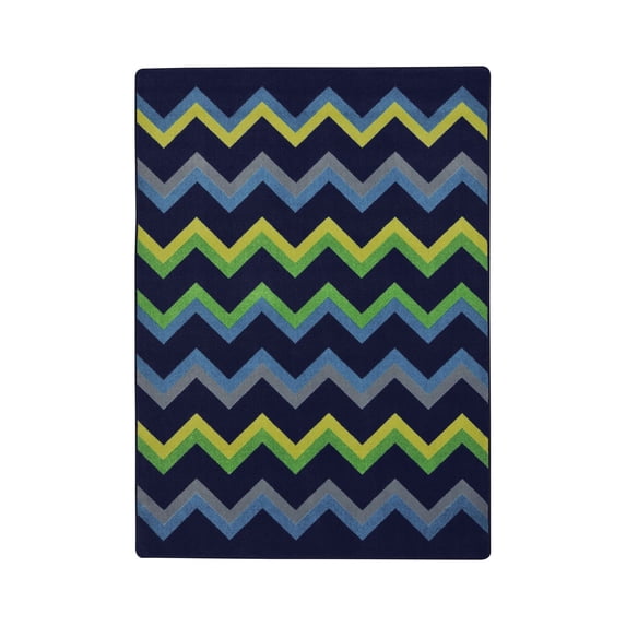 Joy Carpets Kid Essentials Teen Area Rugs Sonic Rectangle 7'8" x 10'9" Navy