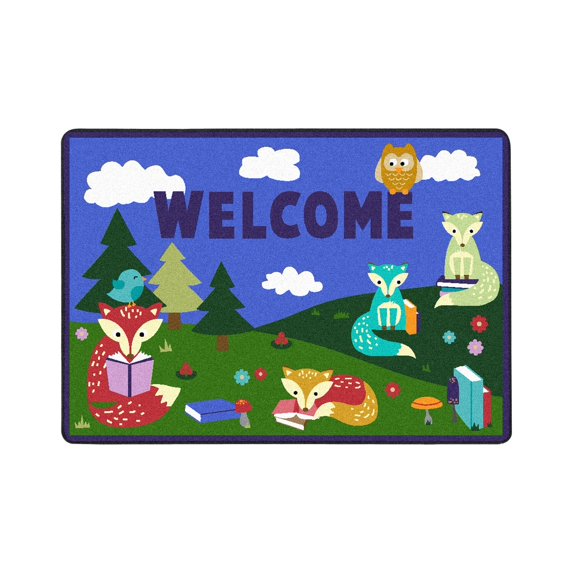 Joy Carpets 1883A 2 ft. 8 in. x 3 ft. 10 in. Foxy Readers Kid Essentials Rectangle Rug Multicolor