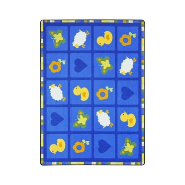 Joy Carpets 1890D-01 Spring Things Rectangle Classroom Carpet  Blue - 7 ft. 8 in. x 10 ft. 9 in.